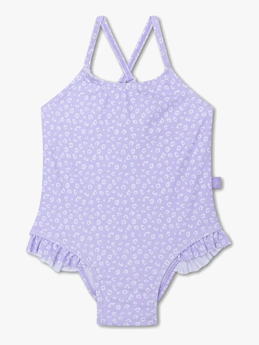 Swim Essentials Baddräkt, Lila Leopard, 110-116