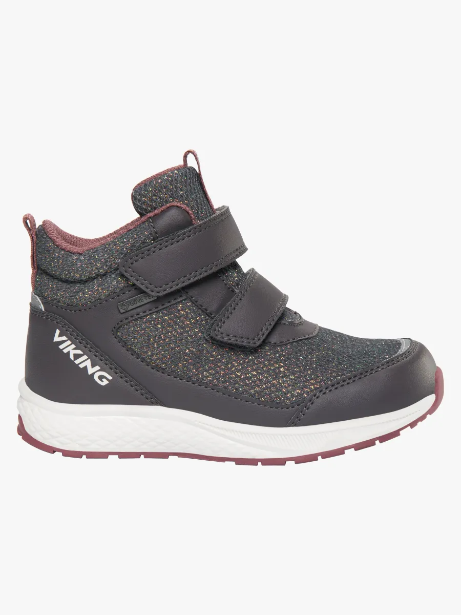Viking Bouncy Glitter Mid 2V GTX Sneakers, Charcoal, 28