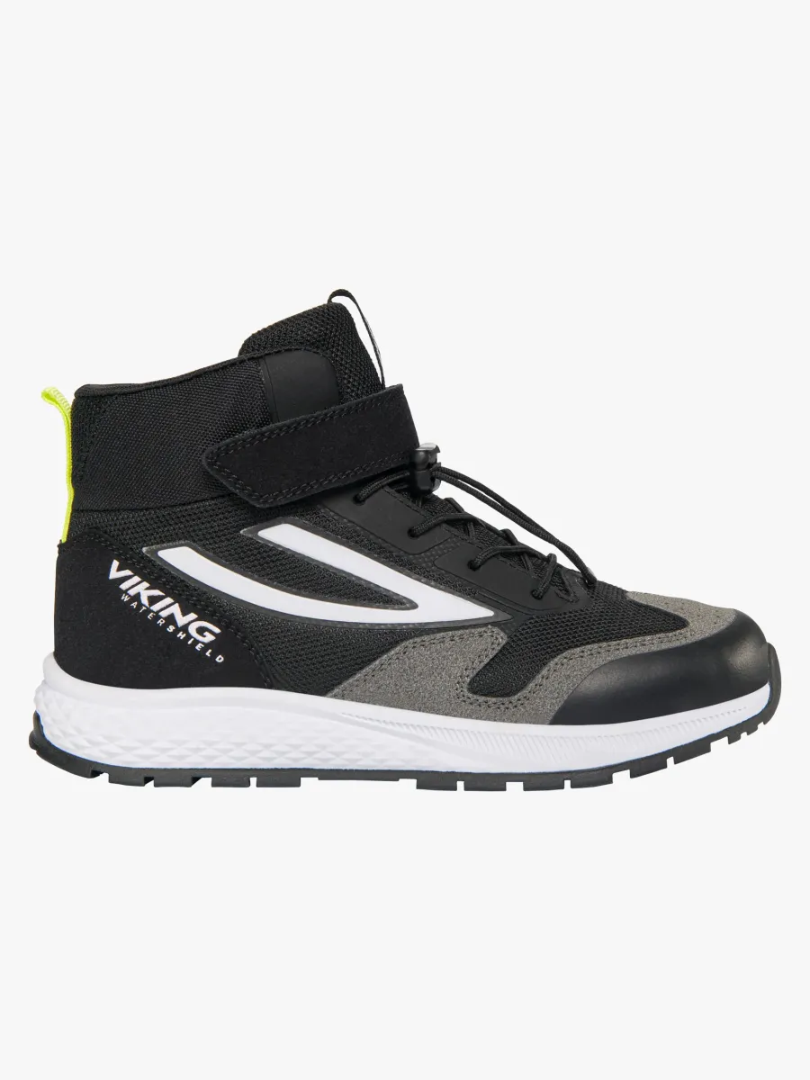 Viking Century Mid 1V SL WP Sneakers, Black/Lime, 30