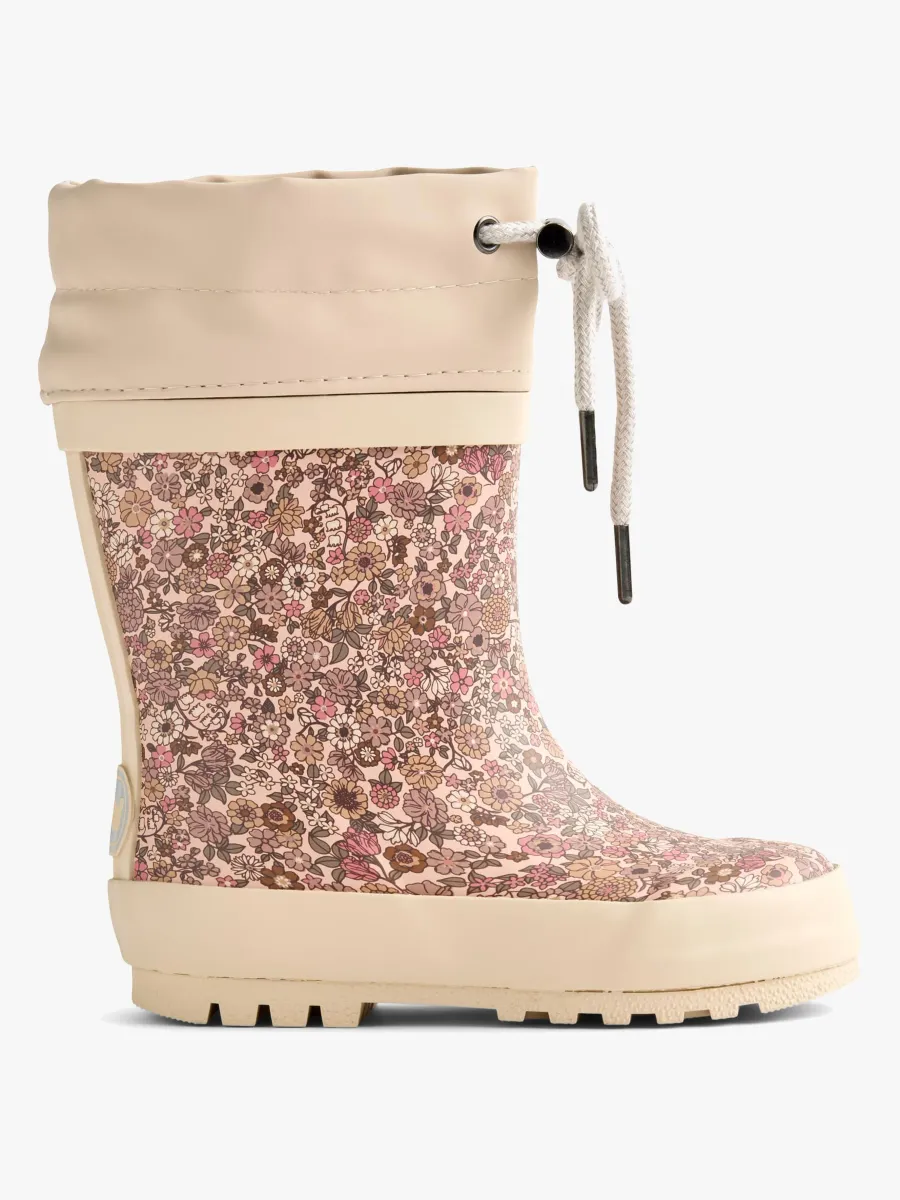 Wheat Fodrade Gummistövlar, Rose Dust Flowers, 24