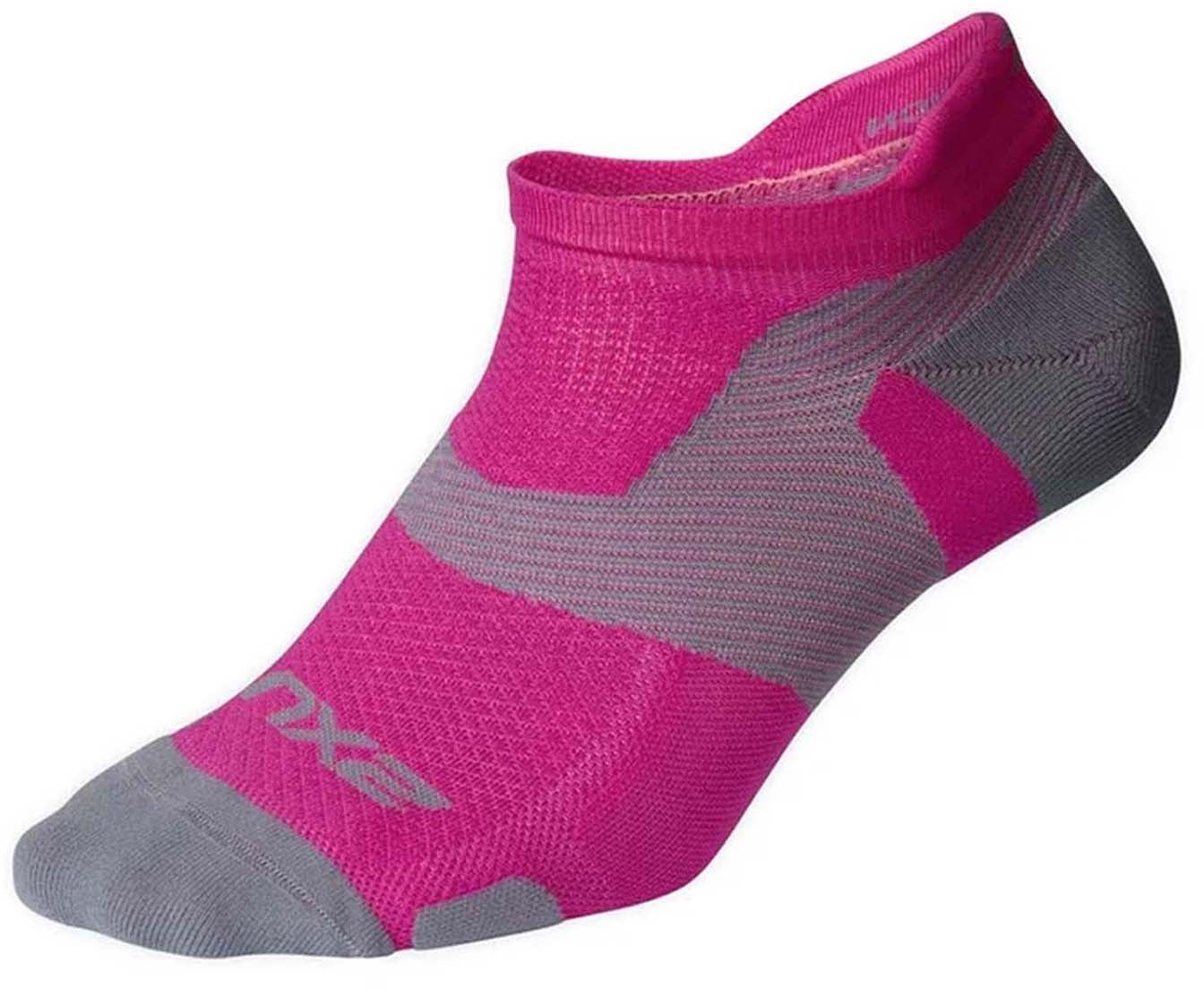 2XU Vectr Lightcushion No Show Strumpa|Magenta Lightgrey