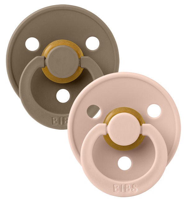BIBS Colour Napp 2-pack Latex Stl 1 Rund|Dark Oak/Blush