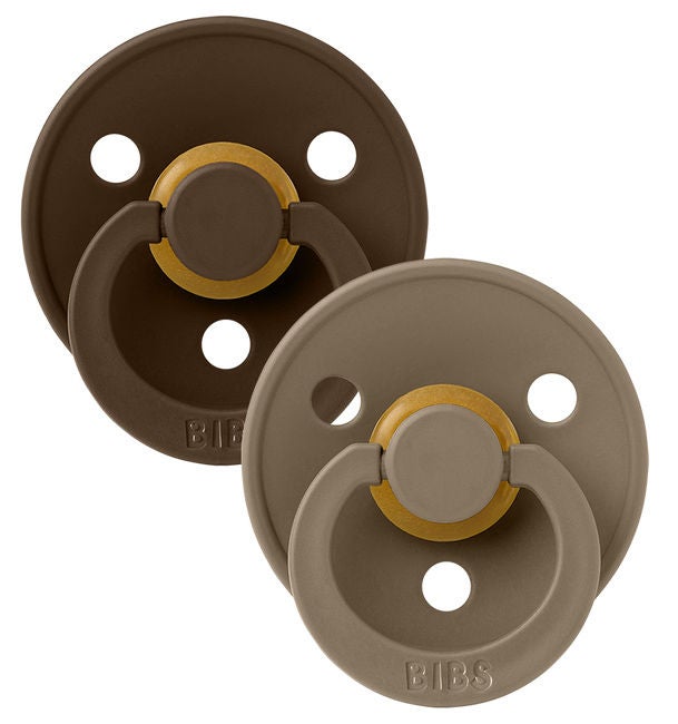 BIBS Colour Napp 2-pack Latex Stl 1 Rund|Mocha/Dark Oak