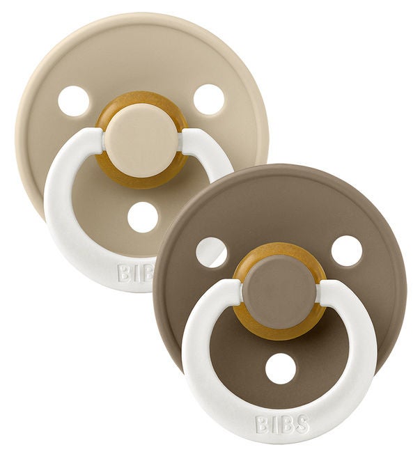 BIBS Colour Napp 2-pack Latex Stl 1 Rund|Vanilla Glow/Dark Oak Glow