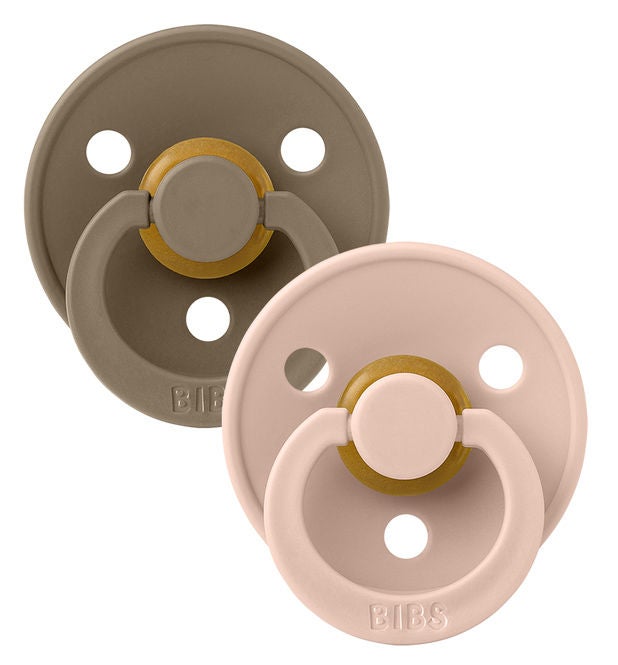 BIBS Colour Napp 2-pack Latex Stl 2 Rund|Dark Oak/Blush