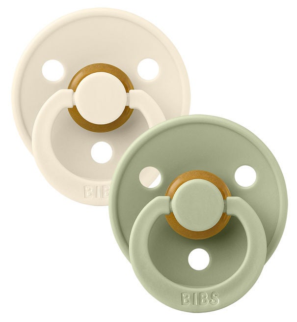 BIBS Colour Napp 2-pack Latex Stl 2 Rund|Ivory/Sage
