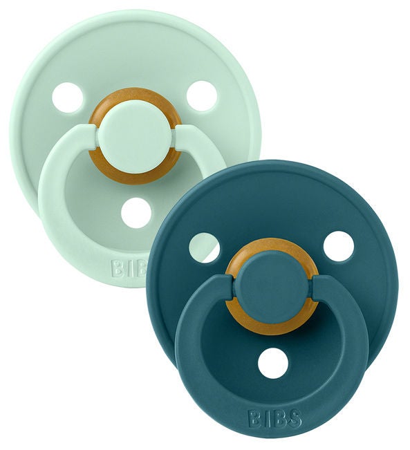 BIBS Colour Napp 2-pack Latex Stl 2 Rund|Nordic Mint/Forest Lake