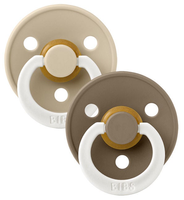 BIBS Colour Napp 2-pack Latex Stl 2 Rund|Vanilla Glow/Dark Oak Glow