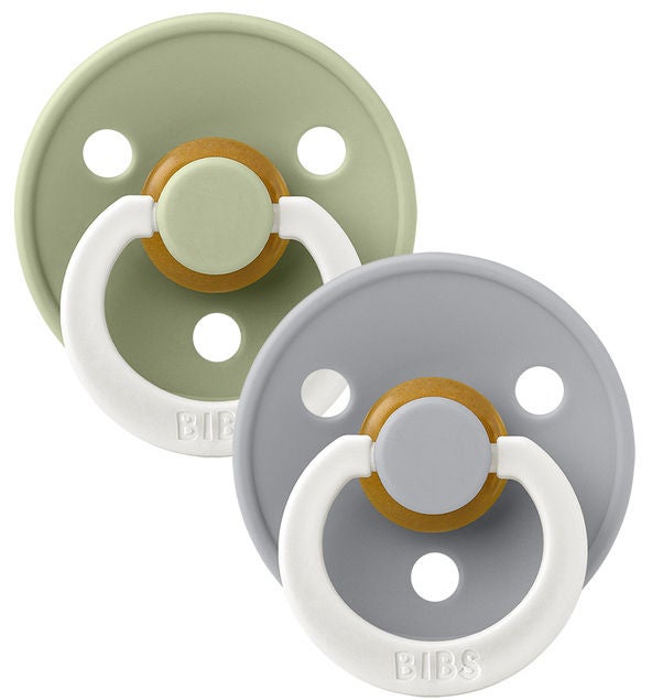 BIBS Colour Napp 2-pack Latex Stl 3 Rund|Sage Glow/Cloud Glow