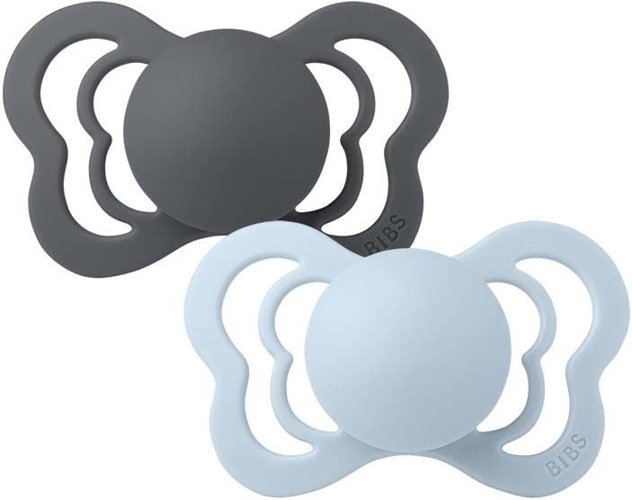 BIBS Couture Napp 2-pack Latex Stl 1 Anatomisk|Iron/Baby Blue
