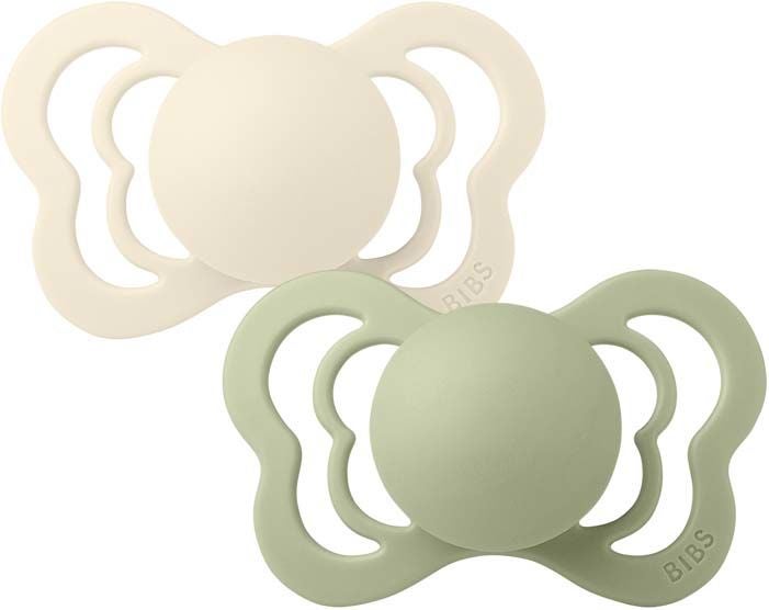 BIBS Couture Napp 2-pack Silikon Stl 1 Anatomisk|Ivory/Sage