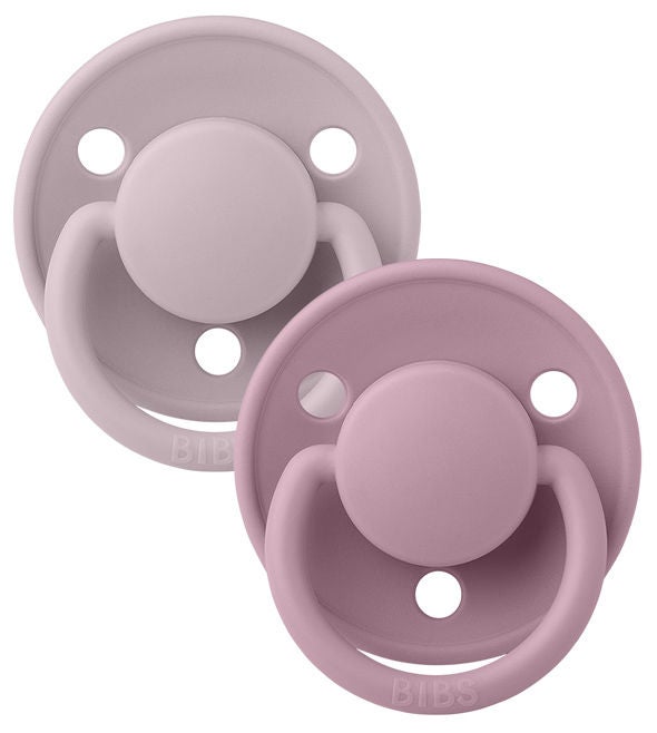 BIBS De Lux Napp 2-pack Silikon One Size Rund|Dusky Lilac/Heather