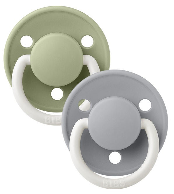 BIBS De Lux Napp 2-pack Silikon One Size Rund|Sage Glow/Cloud Glow
