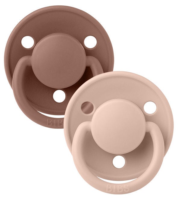 BIBS De Lux Napp 2-pack Silikon One Size Rund|Woodchuck/Blush
