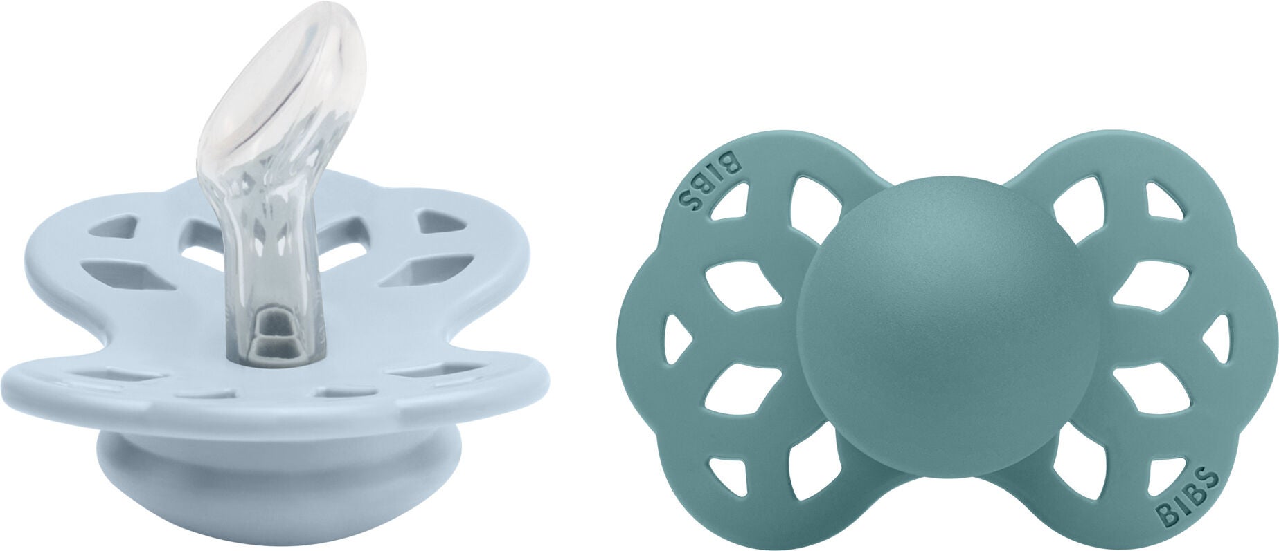BIBS Infinity Napp 2-pack Stl 1 Anatomical|Baby Blue/Island Sea