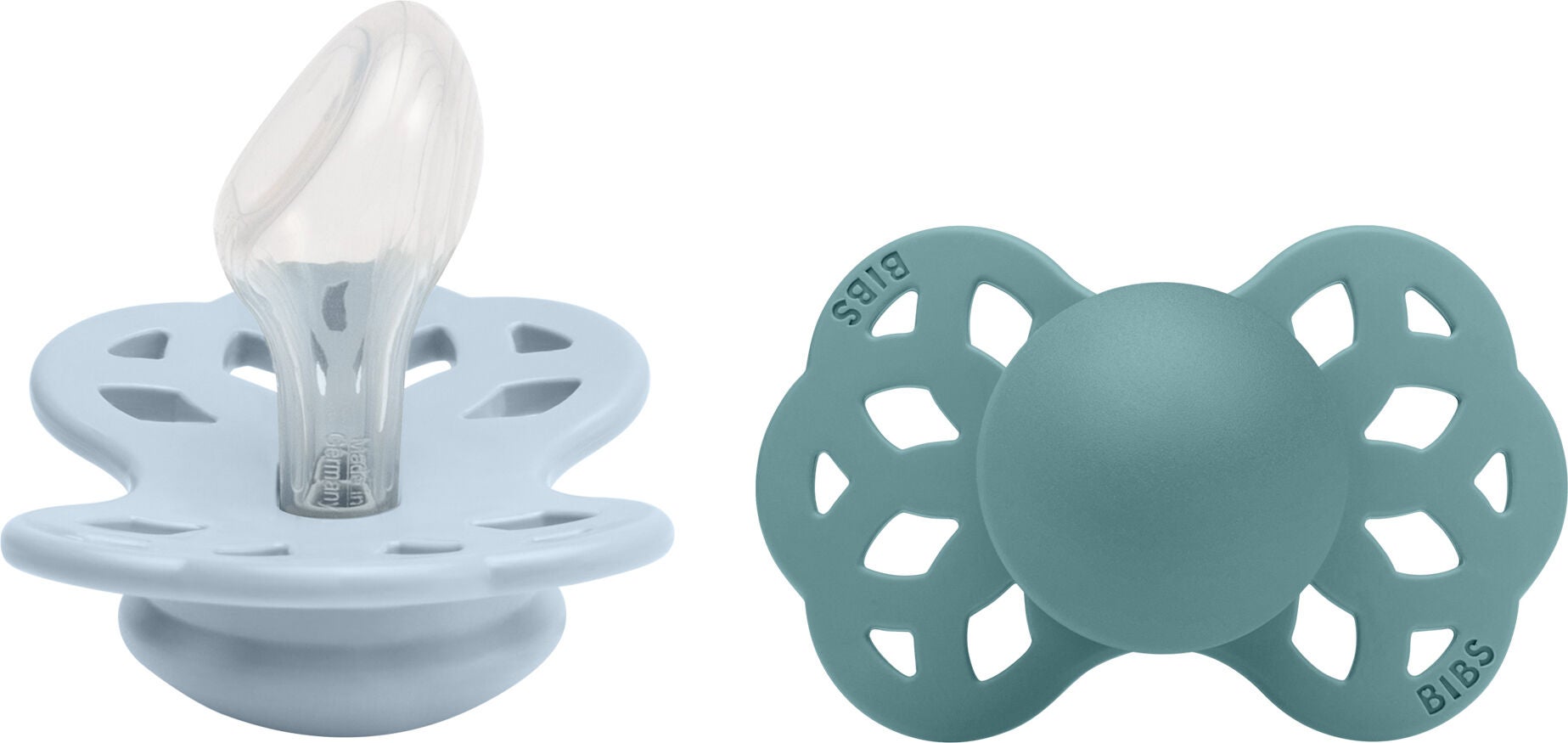 BIBS Infinity Napp 2-pack Stl 2 Anatomical|Baby Blue/Island Sea