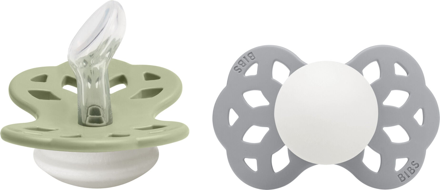 BIBS Infinity Nappar 2-Pack Silikon Stl 1 Anatomisk|Sage GLOW/Cloud GLOW