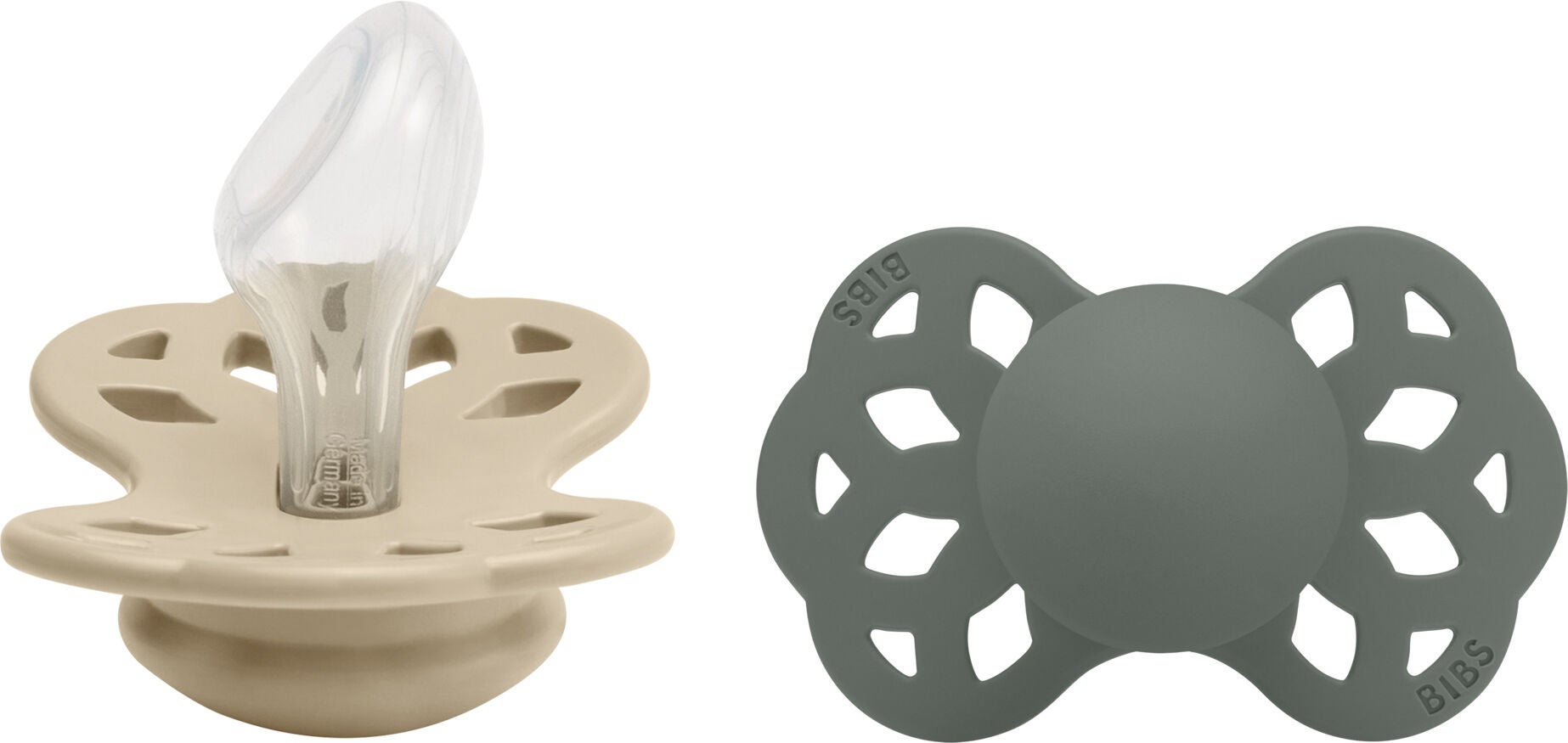 BIBS Infinity Nappar 2-Pack Silikon Stl 2 Anatomisk|Vanilla/Pine