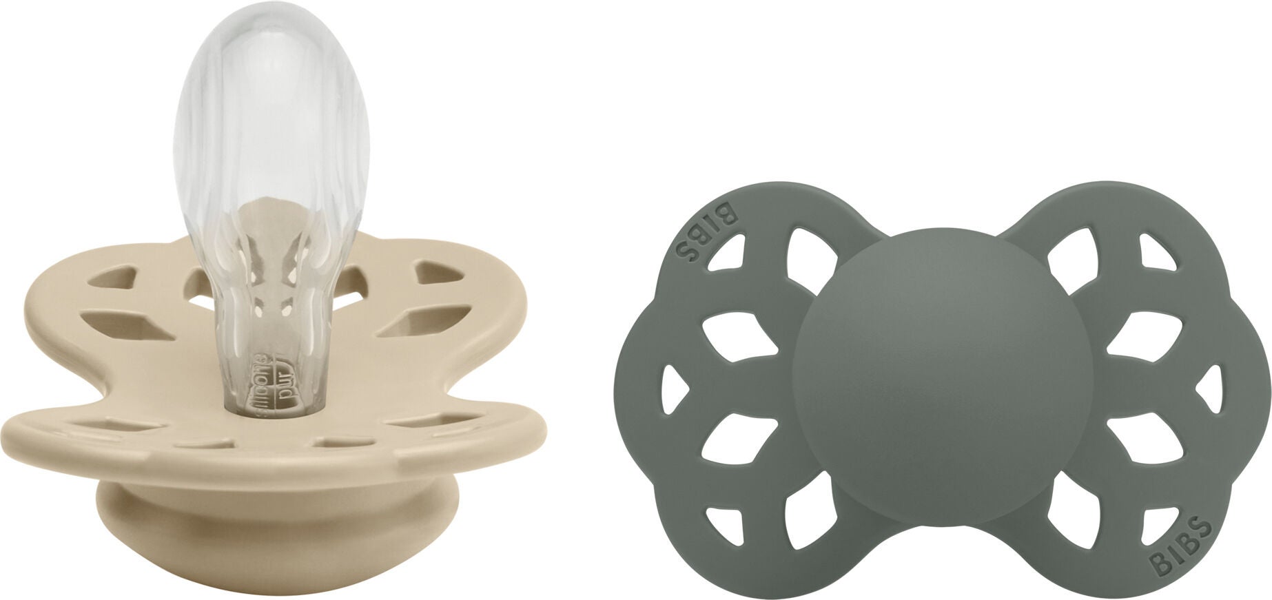 BIBS Infinity Nappar 2-Pack Silikon Stl 2 Symmetrisk|Vanilla/Pine
