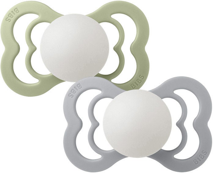 BIBS Supreme Napp 2-pack Latex Stl 2 Symmetrisk|Sage Glow/Cloud Glow