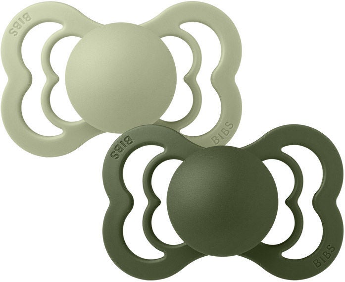 BIBS Supreme Napp 2-pack Silikon Stl 1 Symmetrisk|Sage/Hunter Green
