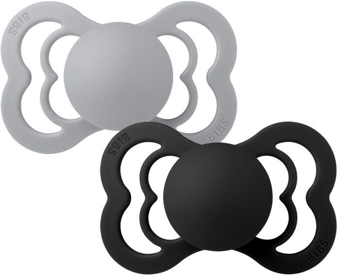 BIBS Supreme Napp 2-pack Silikon Stl 2 Symmetrisk|Cloud/Black