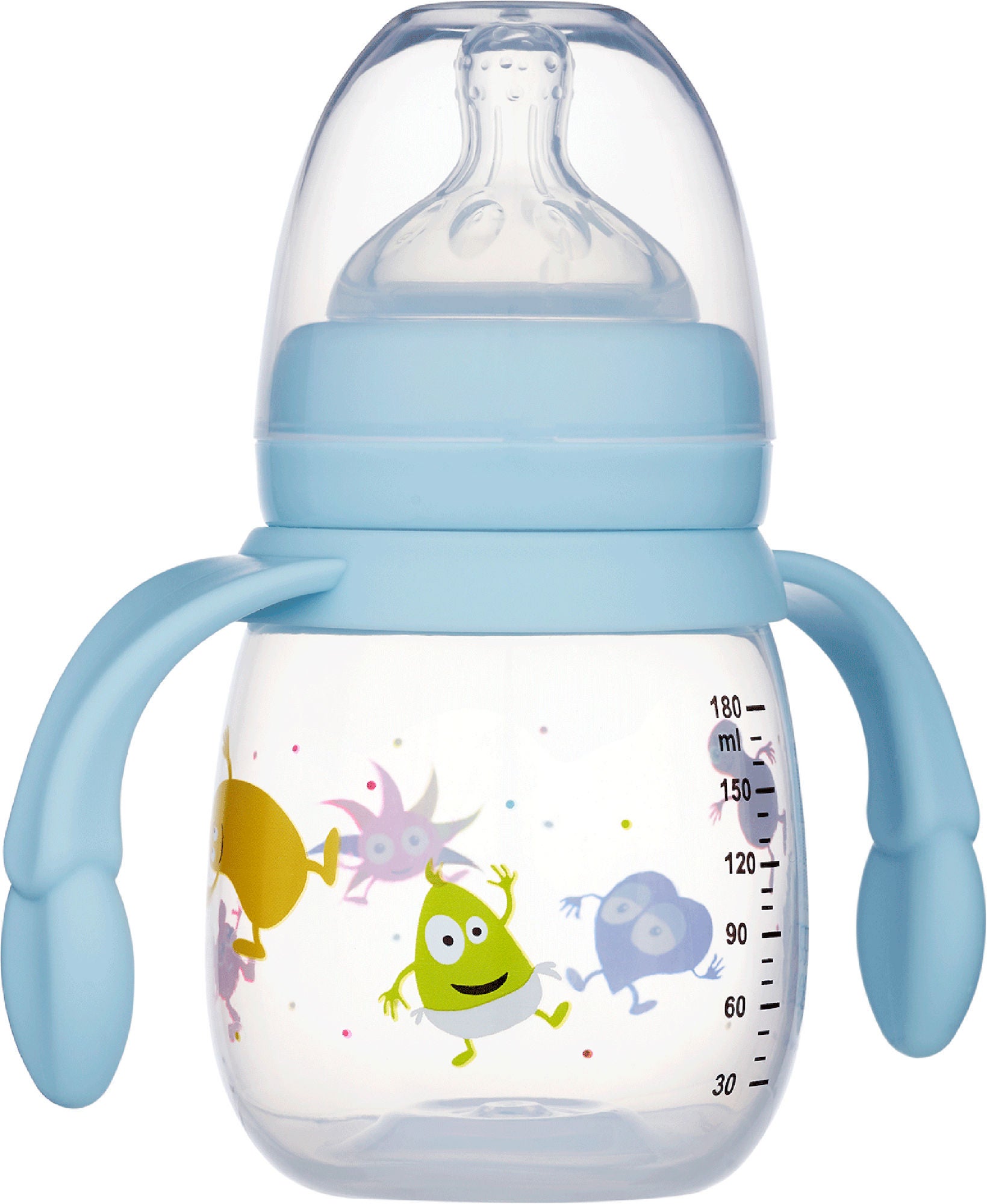 Babblarna Nappflaska M Handtag 180 ml|Blå