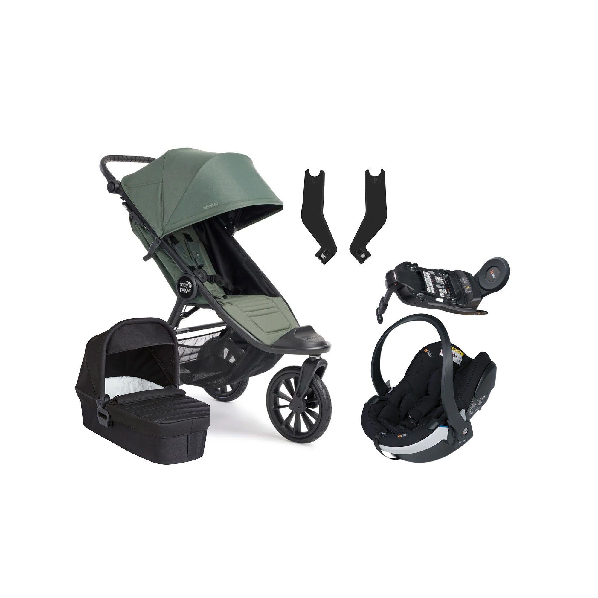 Baby Jogger City Elite 2 Duovagn inkl. BeSafe iZi Go Modular X2 &  Bas