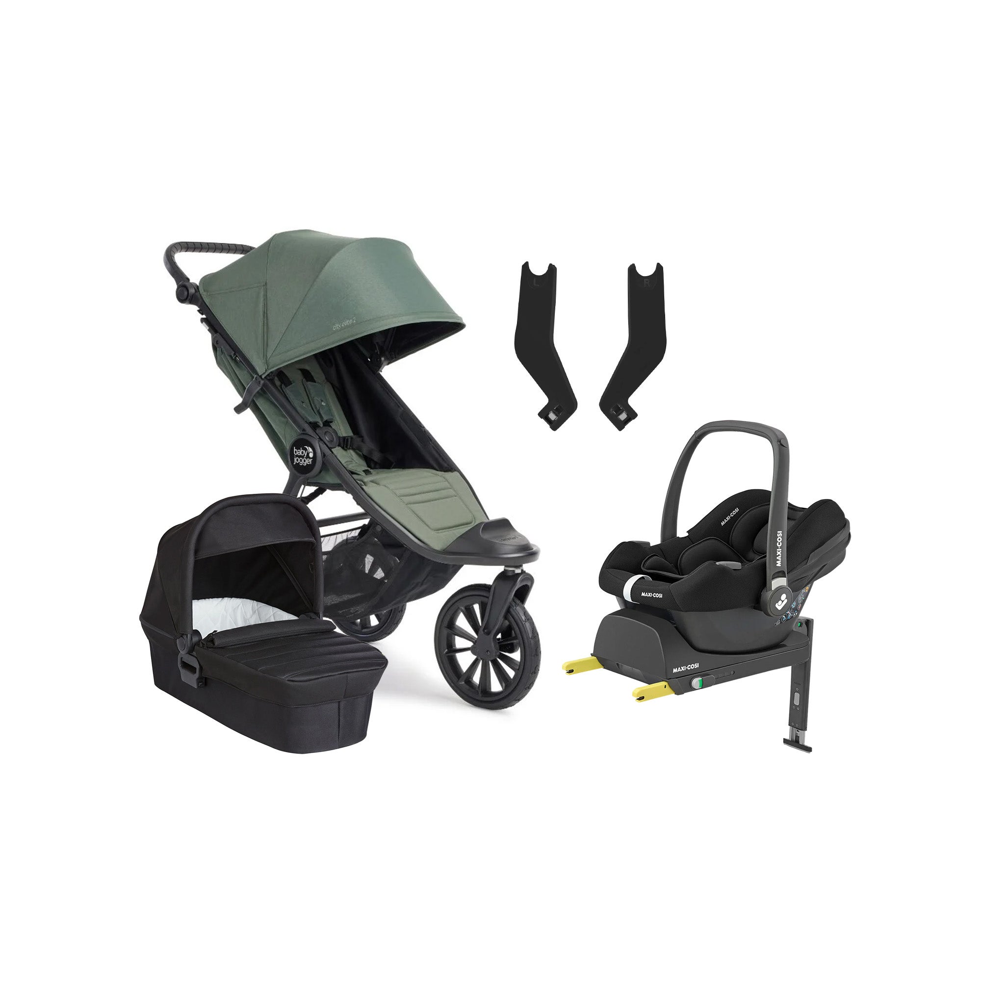 Baby Jogger City Elite 2 Duovagn inkl. Maxi-Cosi CabrioFix &  Bas