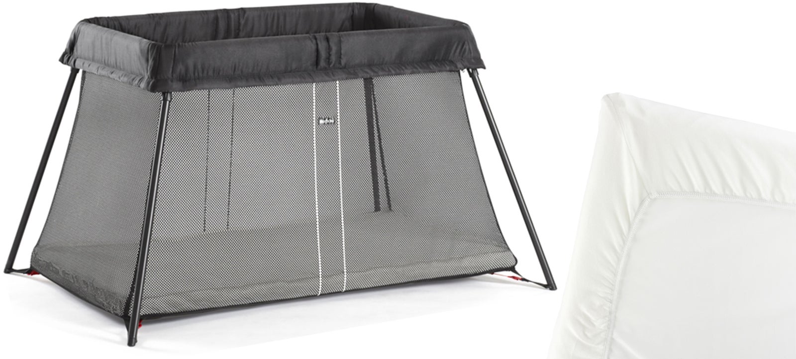 BabyBjörn Resesäng Light Black inkl Överdragslakan