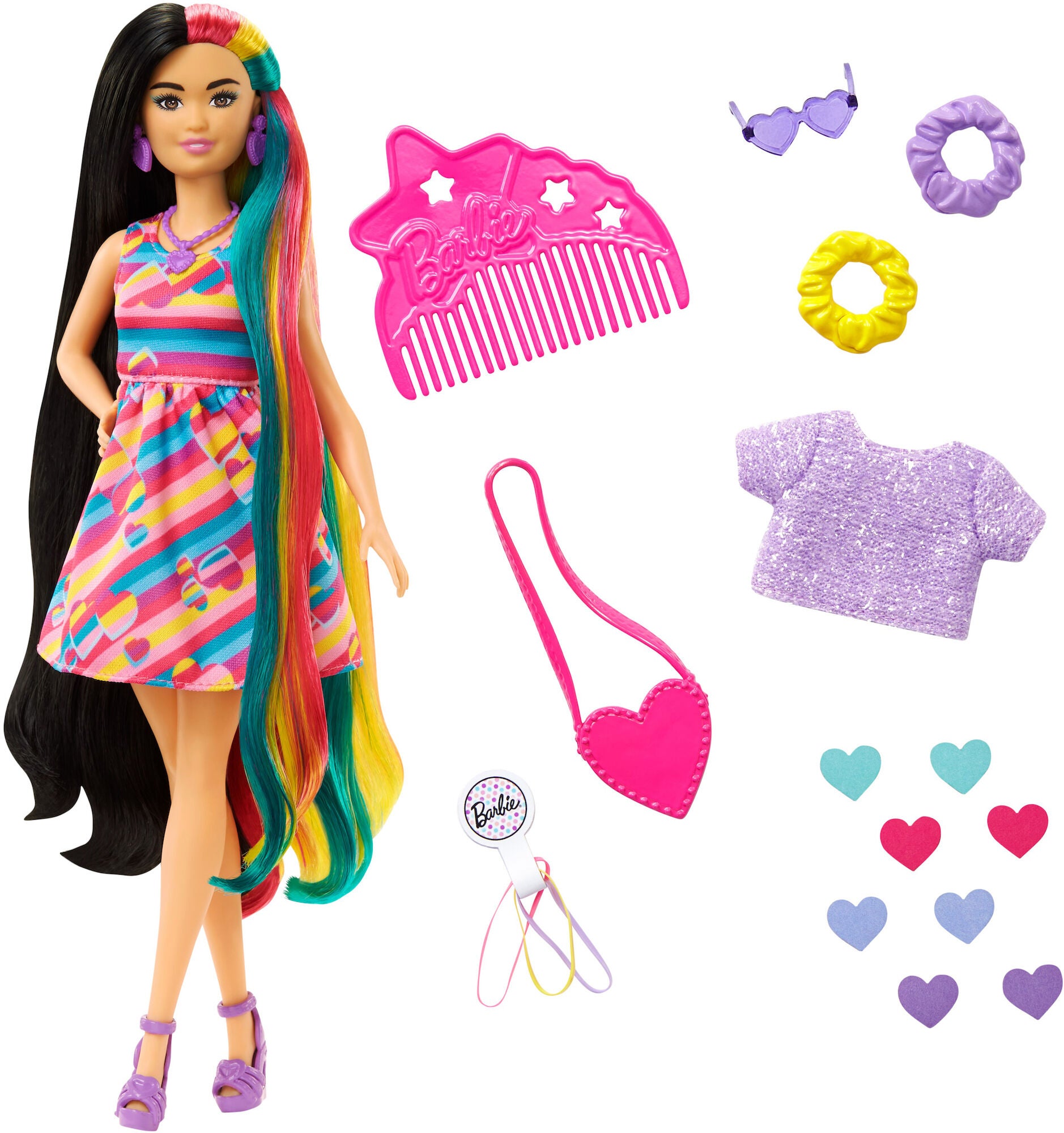 Barbie Totally Hair Docka Hearts|