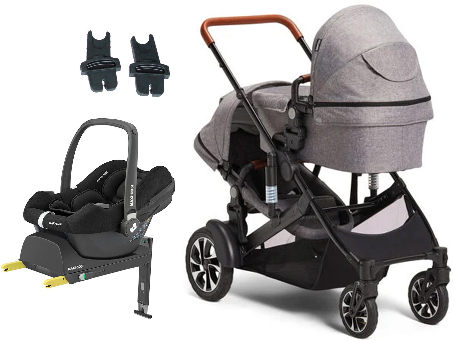 Beemoo Maxi 4 Twin Syskonvagn Inkl. Maxi-Cosi CabrioFix Babyskydd &  Bas