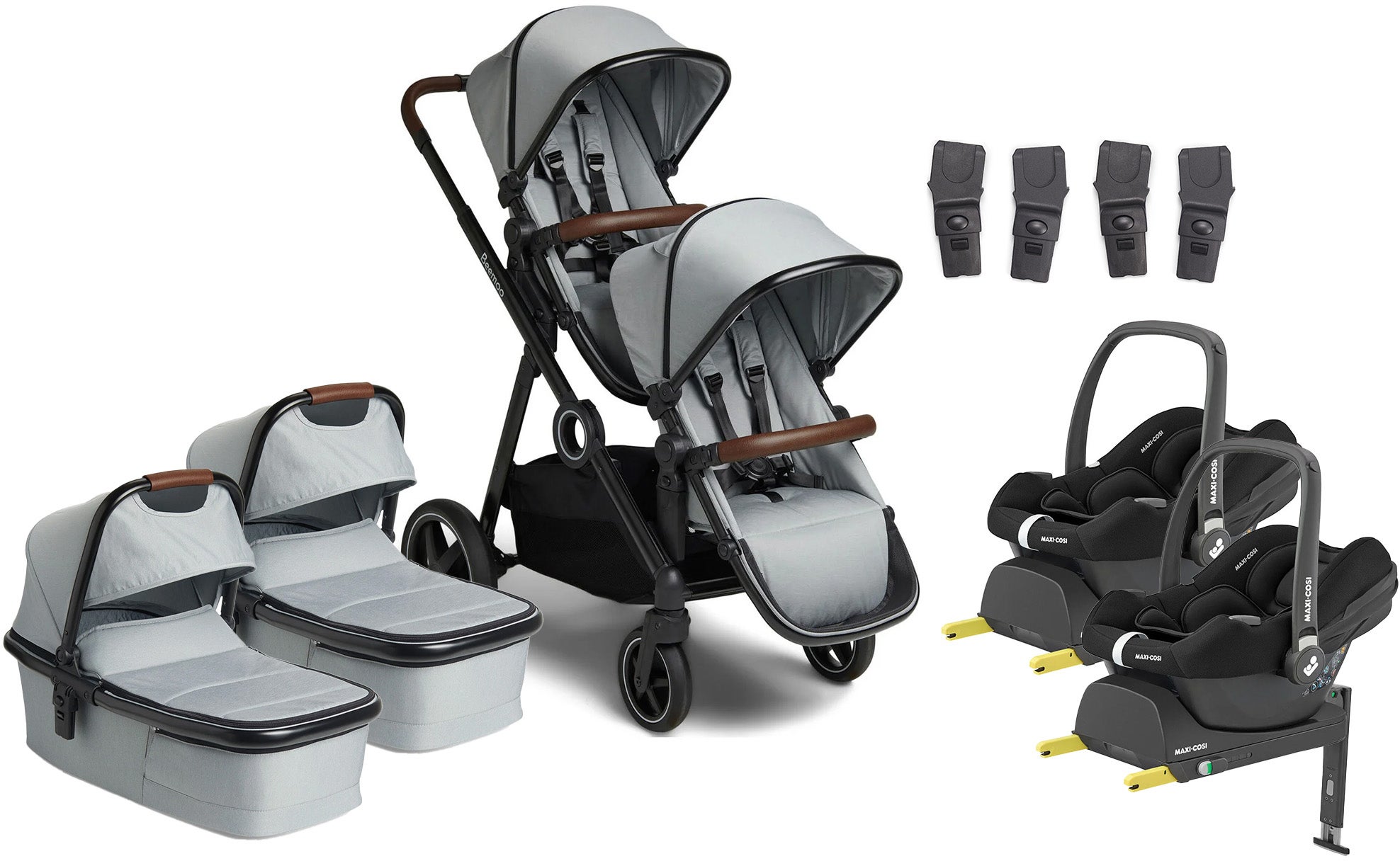 Beemoo Pro Multi Tvillingvagn Inkl. Maxi-Cosi CabrioFix Babyskydd &  Bas