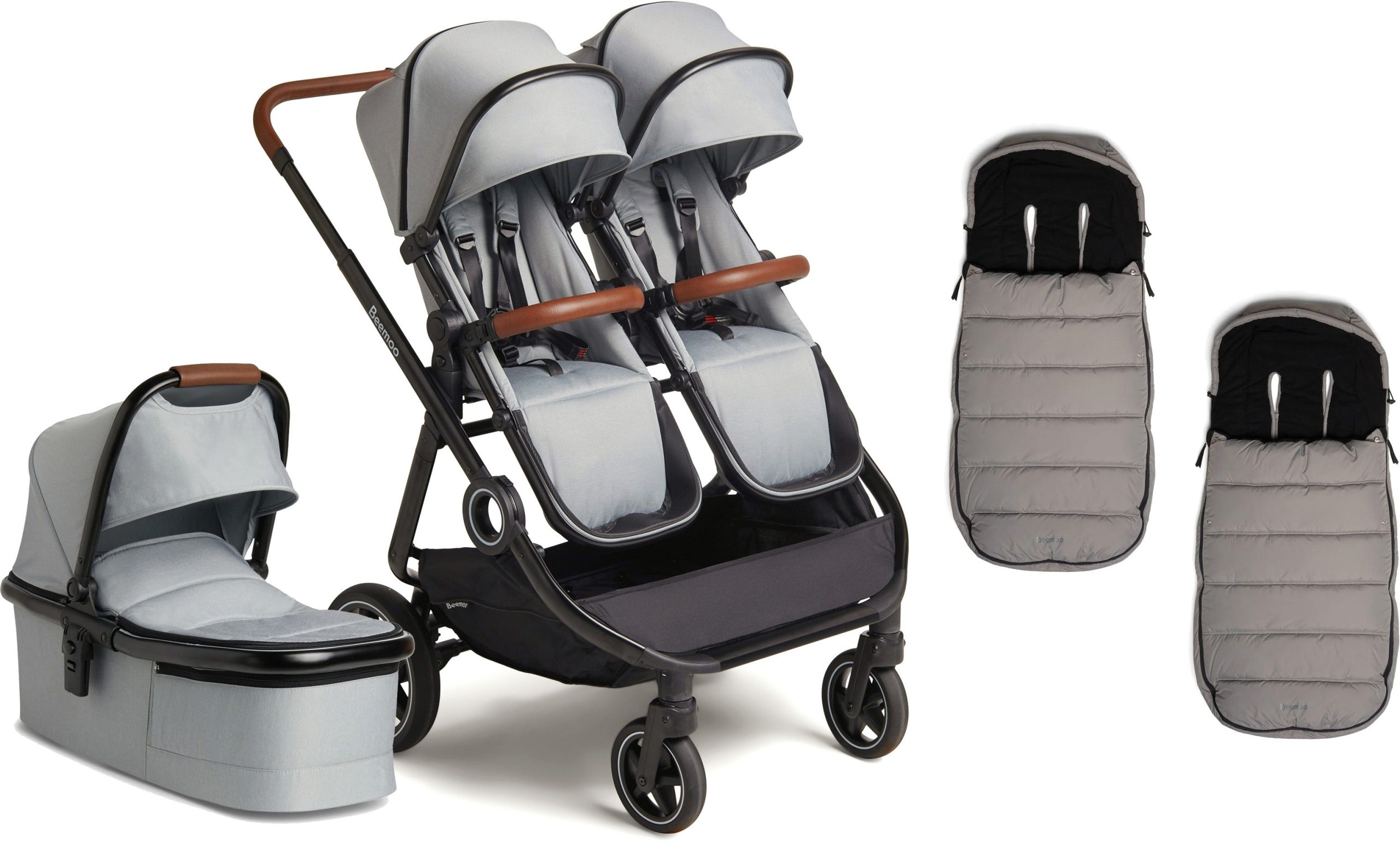 Beemoo Pro Twin Syskonvagn inkl. Liggdel &  Åkpåsar