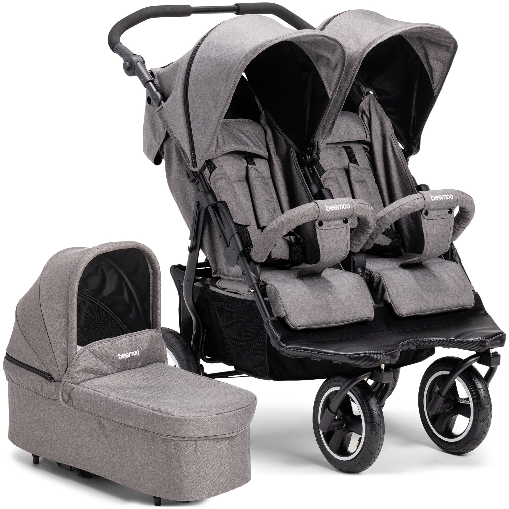 Beemoo Swing Syskonvagn Inkl. Liggdel|Grey Melange