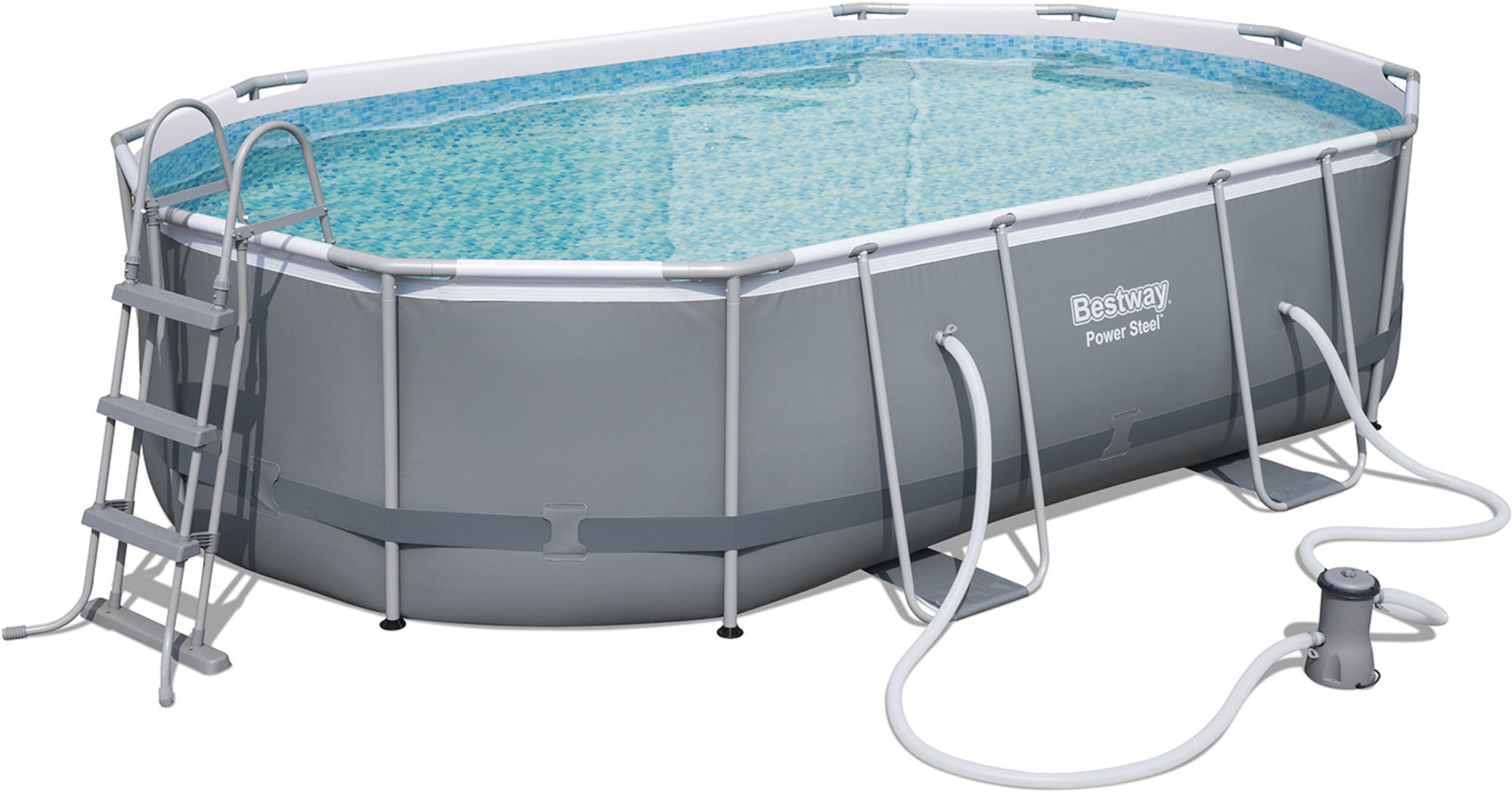Bestway Power Steel Oval Pool m. Tillbehör 488x305|