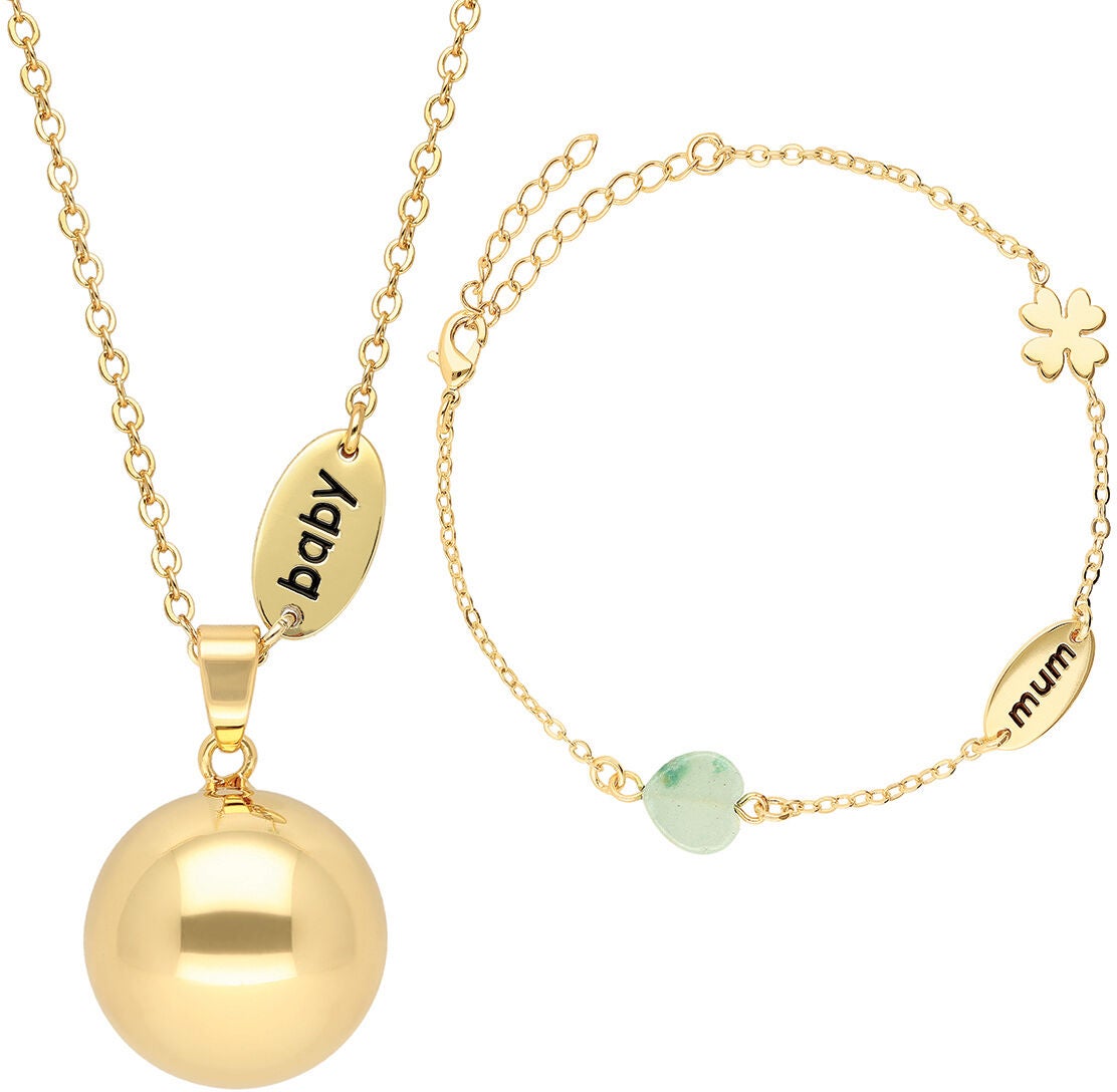 Bola Gravidsmycke med Armband Baby/Mum|Guld
