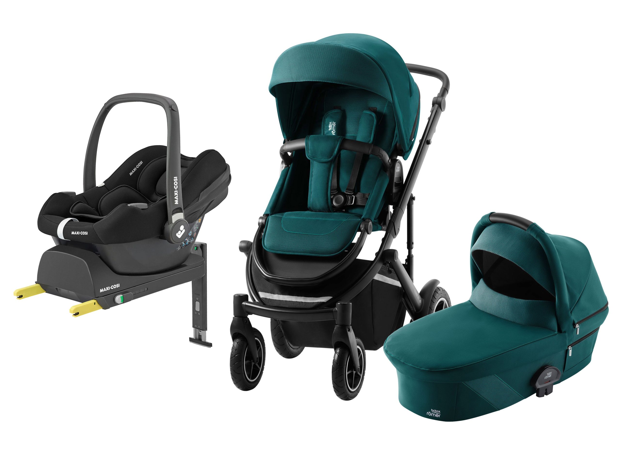 Britax Smile 4 Duovagn inkl. Maxi-Cosi CabrioFix i-Size Babyskydd &  Bas