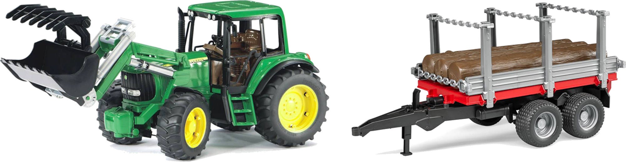 Bruder John Deere 6920 Med Timmersläp Och Timmerstockar