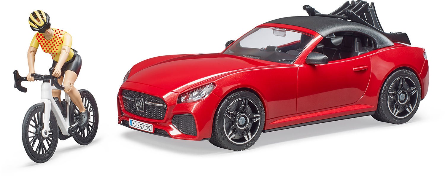 Bruder Sportbil Med Cykel Och Cyklist