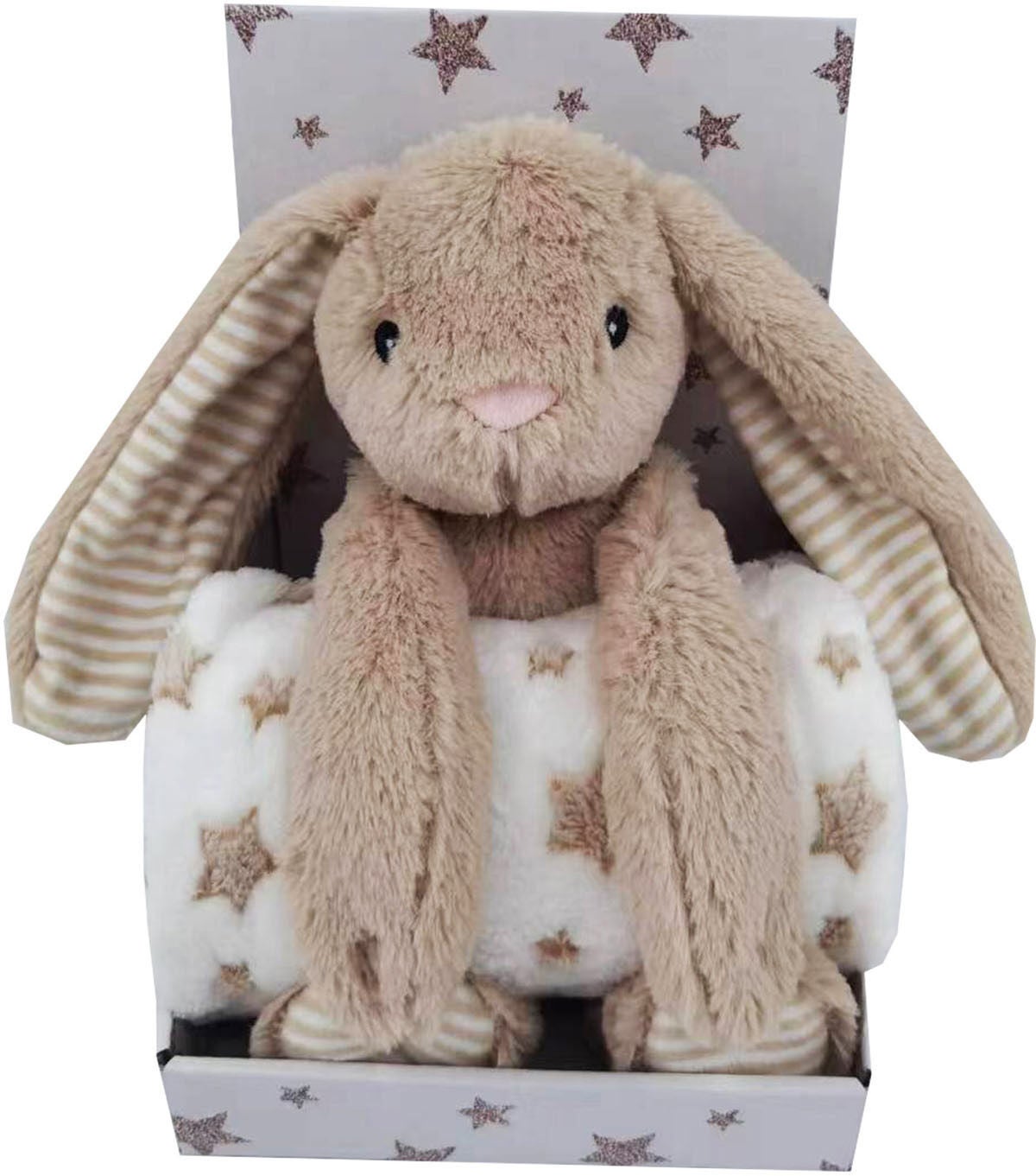 CarloBaby Fleecefilt Beige Stjärna &  Kanin