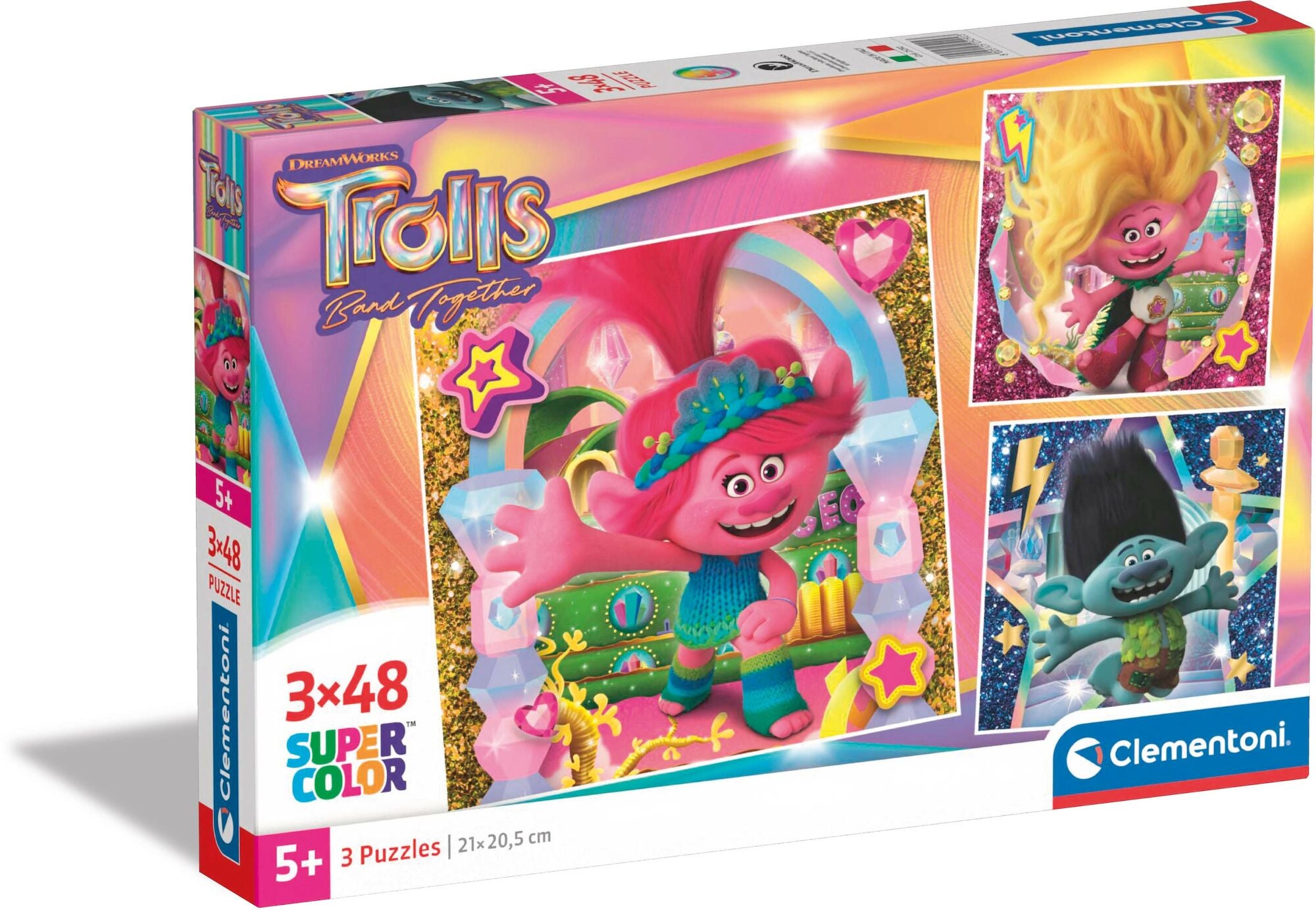 Clementoni Super Color Trolls Pussel 3x48 Bitar|
