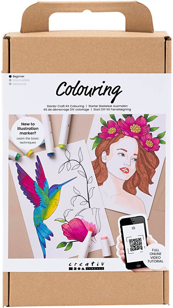 Creativ Company DIY Startkit för Färgläggning med Tuschpennor|