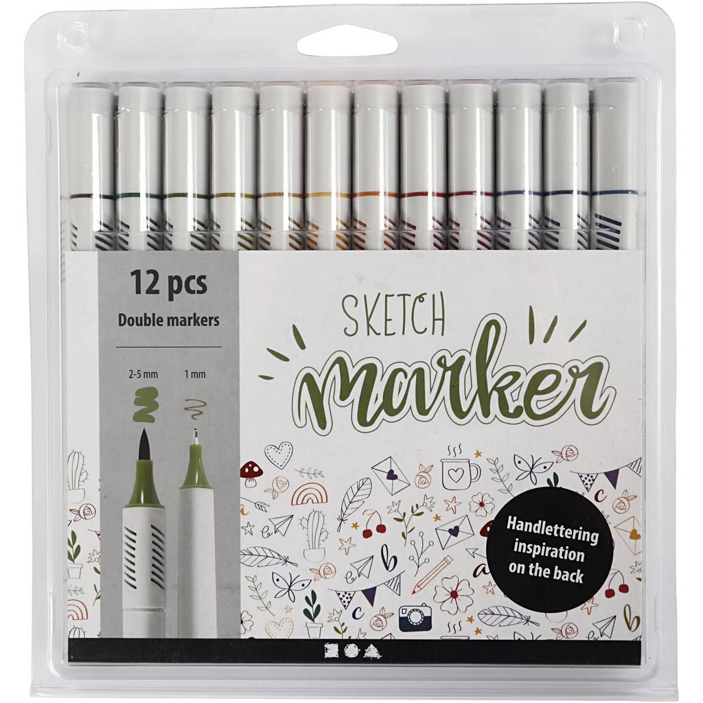 Creativ Company Sketch Marker Pennor Dova Färger 12-pack|