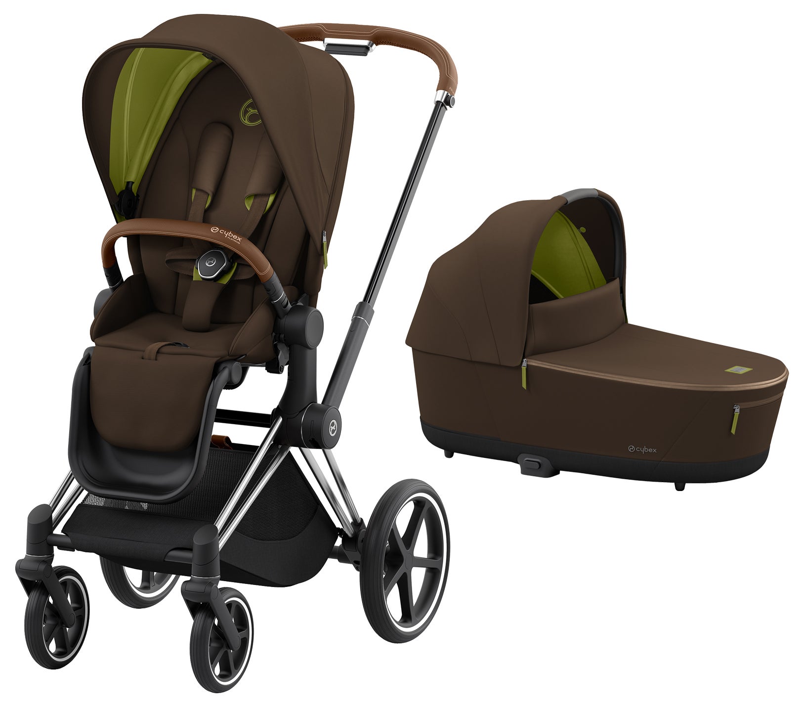 Cybex Priam Duovagn|Chrome Brown/Khaki Green