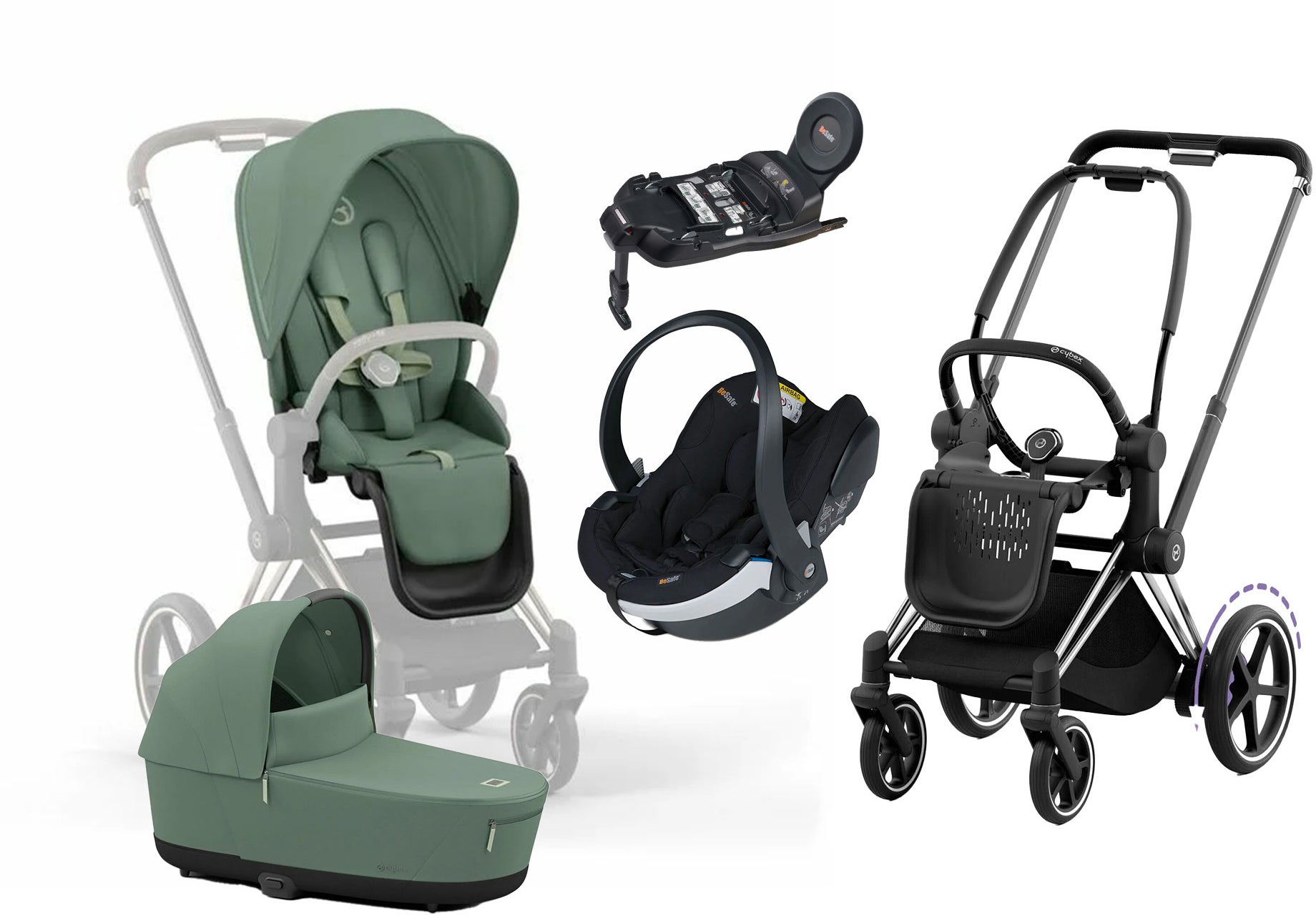 Cybex e-Priam Duovagn inkl. BeSafe iZi Go Modular X2 &  Bas