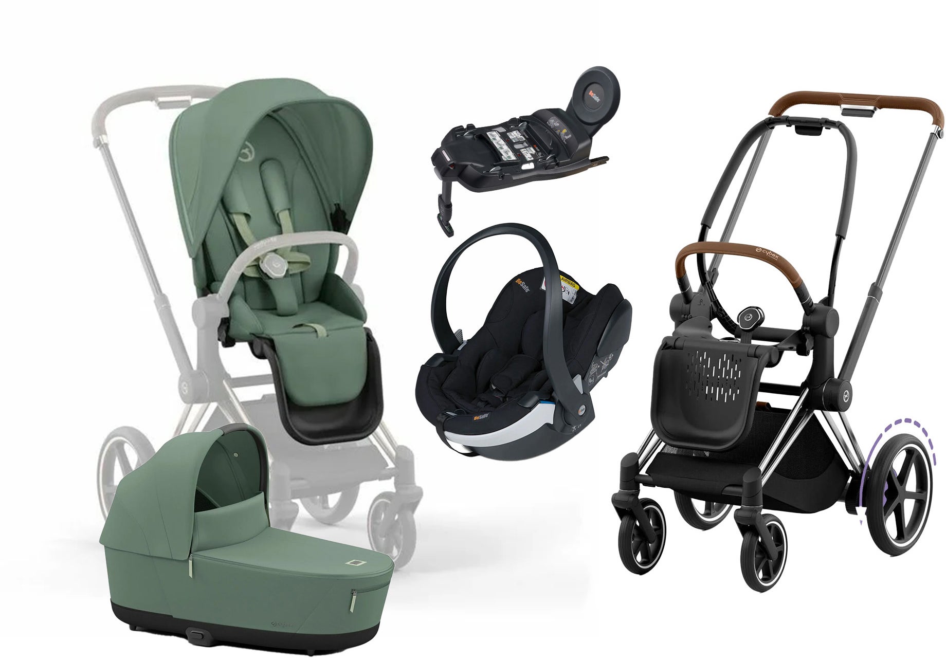 Cybex e-Priam Duovagn inkl. BeSafe iZi Go Modular X2 &  Bas