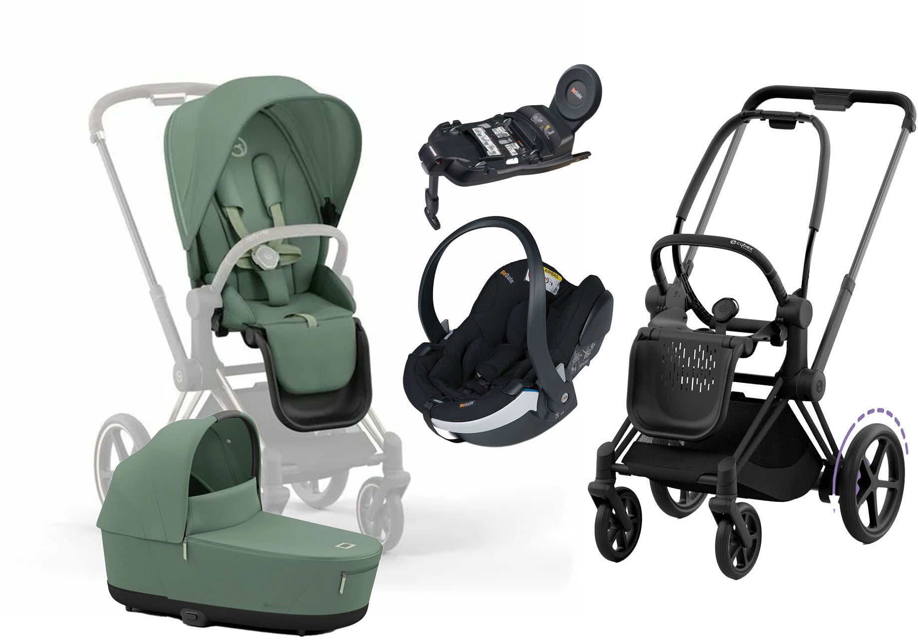 Cybex e-Priam Duovagn inkl. BeSafe iZi Go Modular X2 &  Bas