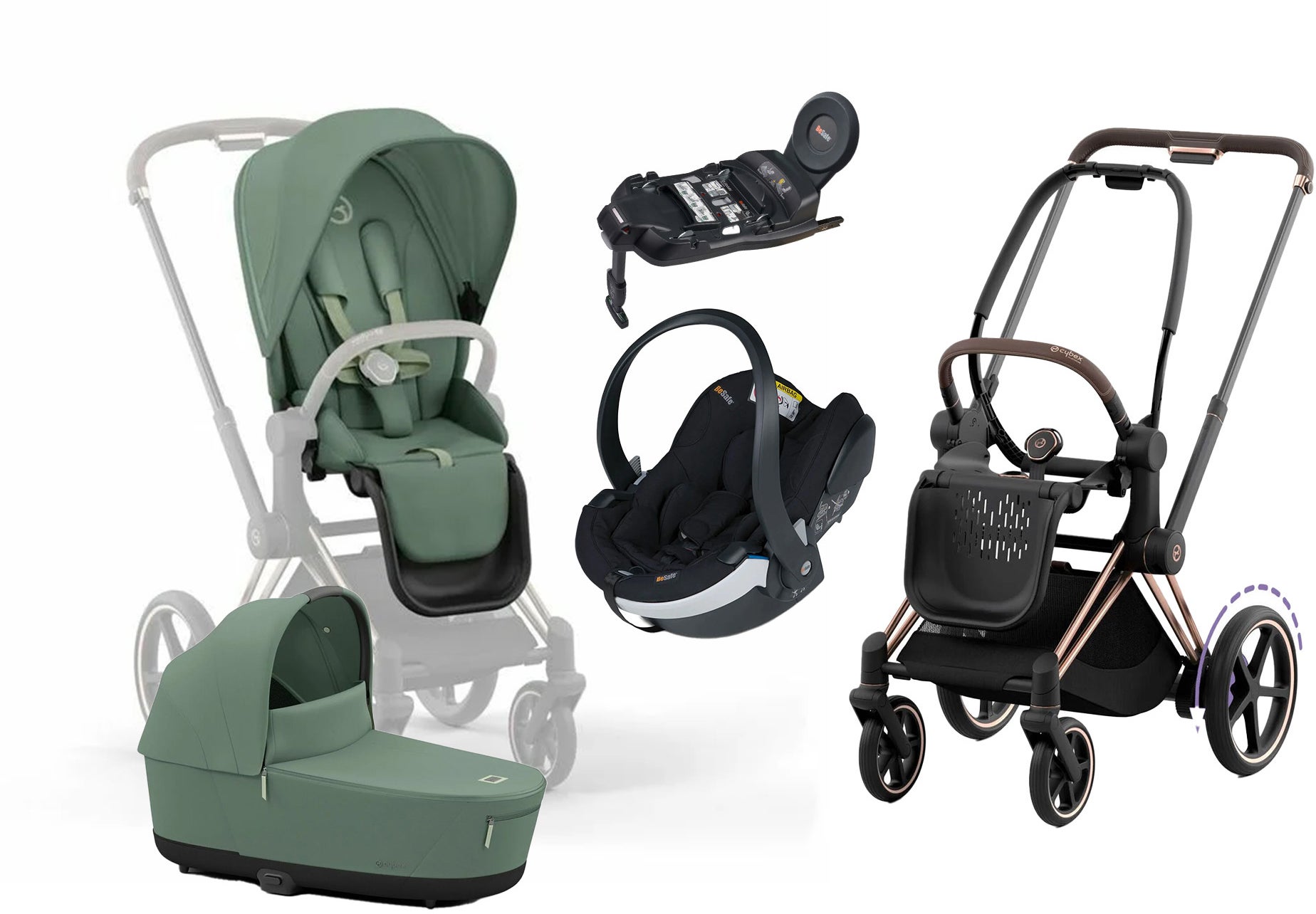 Cybex e-Priam Duovagn inkl. BeSafe iZi Go Modular X2 &  Bas