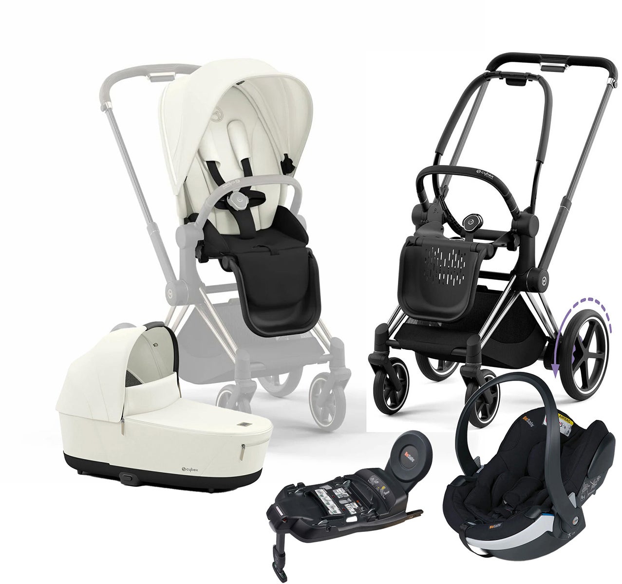 Cybex e-Priam Duovagn inkl. BeSafe iZi Go Modular X2 &  Bas